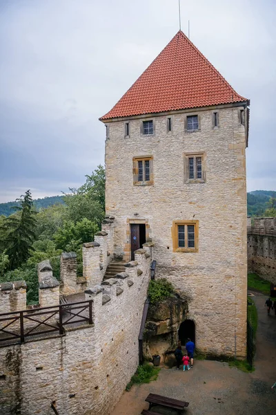 Medieval Castle Kokorin Stone Tower High Hill Green Forest Kokorin — Stock Photo, Image