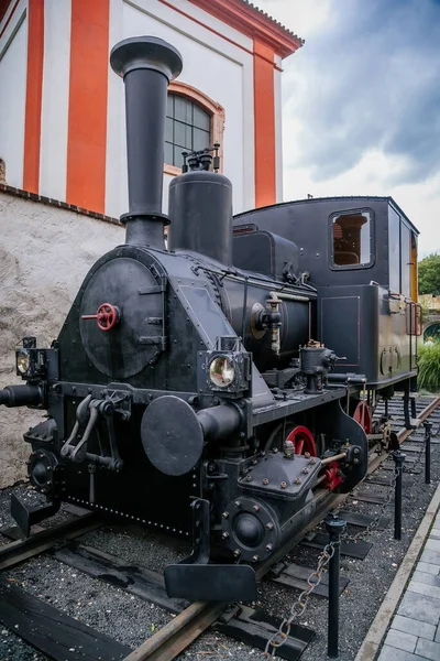 Pequena Locomotiva Vapor Retro Krauss Munchen Fabricada 1897 Litomerice República — Fotografia de Stock