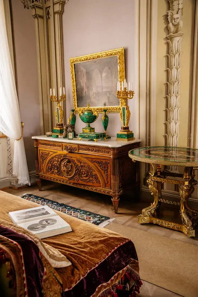 Interno Del Castello Con Collezione Dipinti Sculture Intarsiate Con Malachite — Foto Stock