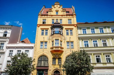 Romantik neo-rönesans evi Çek Kartalı 'nda (Dum U ceske orlice), Eski Şehir, Prag, Çek Cumhuriyeti, 14 Temmuz 2020