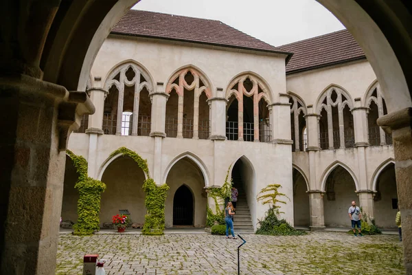 Court Medieval Gothic Castle Zvikov Klingenberg Rock Confluence Vltava Otava — Stock Photo, Image