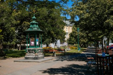 Güneşli bir günde Plzen 'in merkezindeki Smetanovy sady (Smetana Park) belediye parkı. Pilsen, Batı Bohemya, Çek Cumhuriyeti, 1 Ağustos 2020