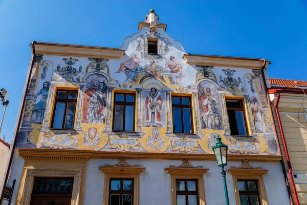 Pinturas Parede Belos Detalhes Arte Casa Dos Três Reis Kutna — Fotografia de Stock