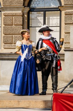 İmparator II. Rudolph 'la görüşme. Liberec Fuarı Neo-Rönesans Belediye Binası, Liberec, Kuzey Bohemya, Çek Cumhuriyeti, 16 Ağustos 2020. 