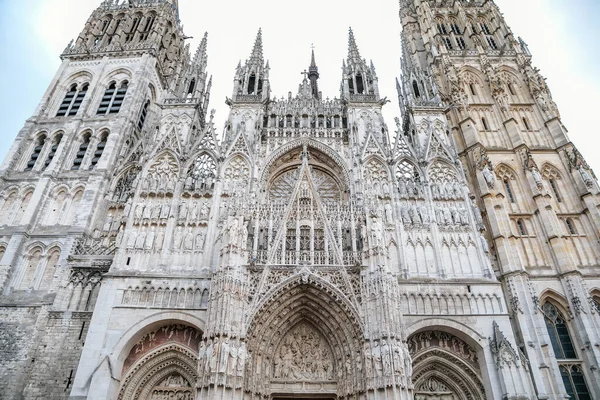 Fasada Gotyckiego Kościoła Notre Dame Rouen Cathedral Rouen Normandia Francja — Zdjęcie stockowe