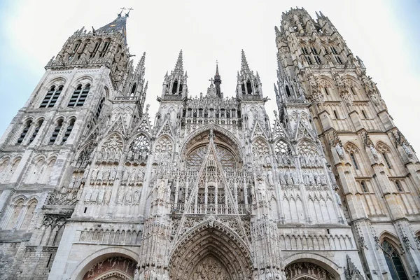 Fasada Gotyckiego Kościoła Notre Dame Rouen Cathedral Rouen Normandia Francja — Zdjęcie stockowe