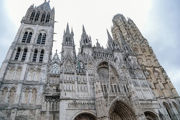 Die Fassade Der Gotischen Kathedrale Notre Dame Rouen Rouen Normandie — Stockfoto