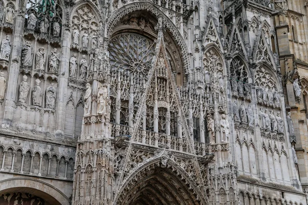 Façade Église Gothique Cathédrale Notre Dame Rouen Rouen Normandie France — Photo
