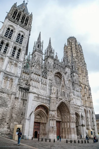Fasada Gotyckiego Kościoła Notre Dame Rouen Cathedral Rouen Normandia Francja — Zdjęcie stockowe