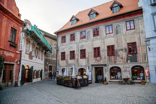 Mittelalterliche Gasse Mit Farbenfrohen Renaissance Historischen Gebäuden Zentrum Von Cesky — Stockfoto