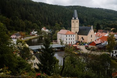 Küçük antik Rozmberk nad Vltavou, Güney Bohemya, Çek Cumhuriyeti, 26 Eylül 2020