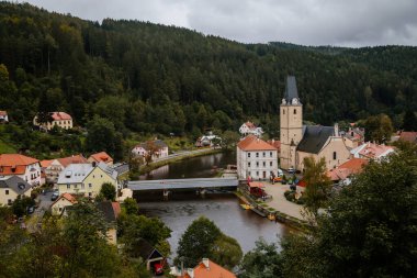 Küçük antik Rozmberk nad Vltavou, Güney Bohemya, Çek Cumhuriyeti, 26 Eylül 2020