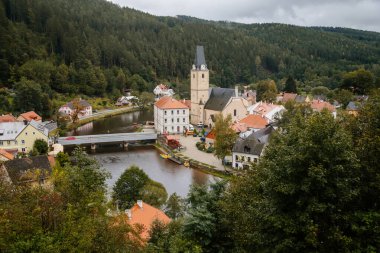 Küçük antik Rozmberk nad Vltavou, Güney Bohemya, Çek Cumhuriyeti, 26 Eylül 2020