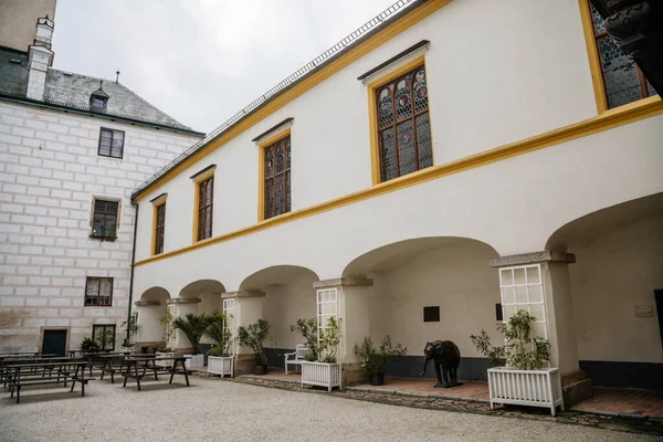 Castillo Medieval Rozmberk Nad Vltavou Patio Con Galería Renacentista Bohemia — Foto de Stock