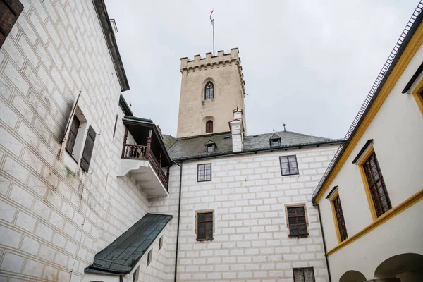 Castello Medievale Rozmberk Nad Vltavou Cortile Con Porticato Rinascimentale Boemia — Foto Stock