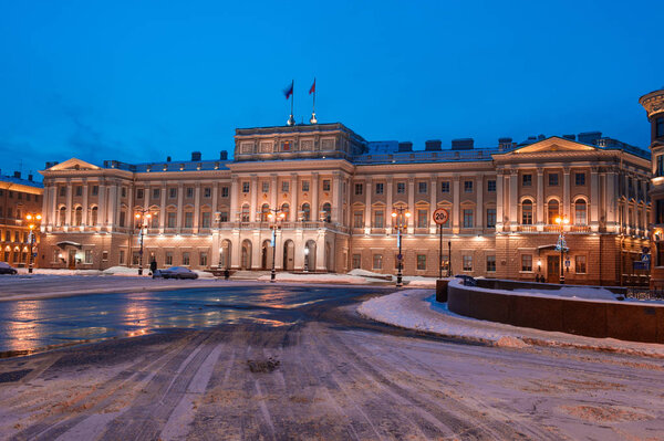 St. Petersburg, Russia - January 5, 2011: The Mariinsky Palace is part of the ensemble of St. Isaac's Square, designed by the architect Stakenshneider in the 19th century.