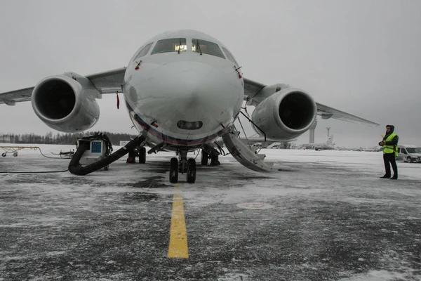 Petersburg Oroszország December 2009 Egy Ikermotoros Sugárhajtóműves Repülőgépekkel 148 100V — Stock Fotó