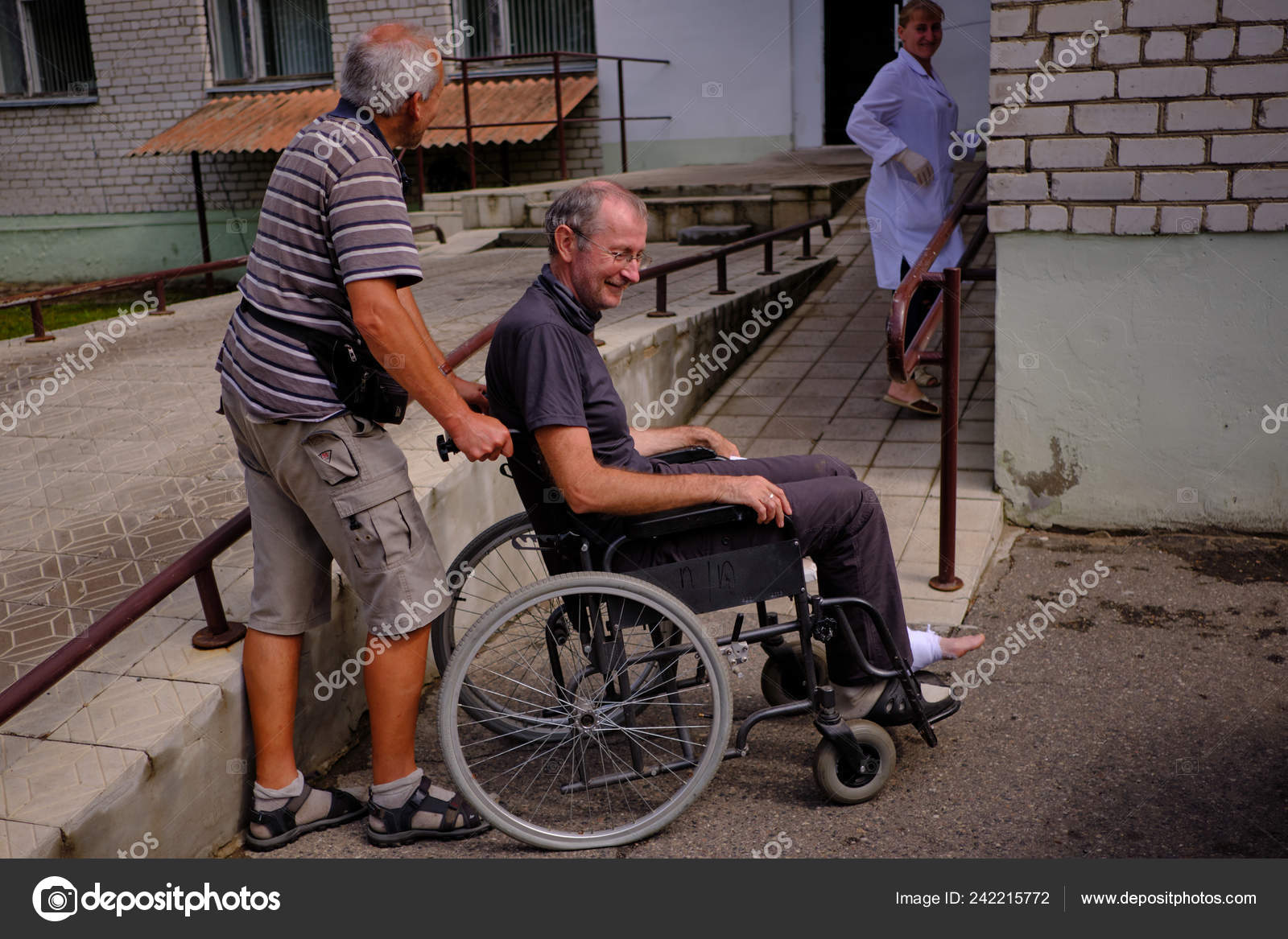 Belarus Smarhon Grodno Region June 2018 Man Wheelchair