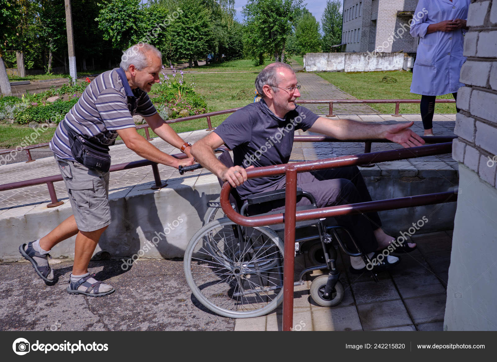 Belarus Smarhon Grodno Region June 2018 Man Wheelchair