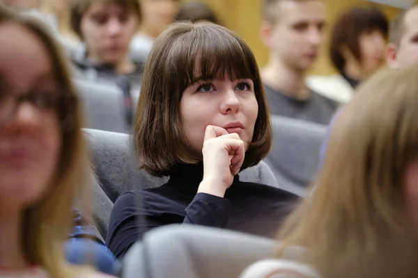 San Petersburgo Rusia Febrero 2018 Estudiantes Universidad Politécnica Una Conferencia — Foto de Stock