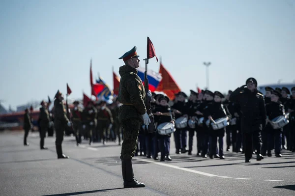 Entraînement avant le défilé en l'honneur de la victoire dans la Première — Photo