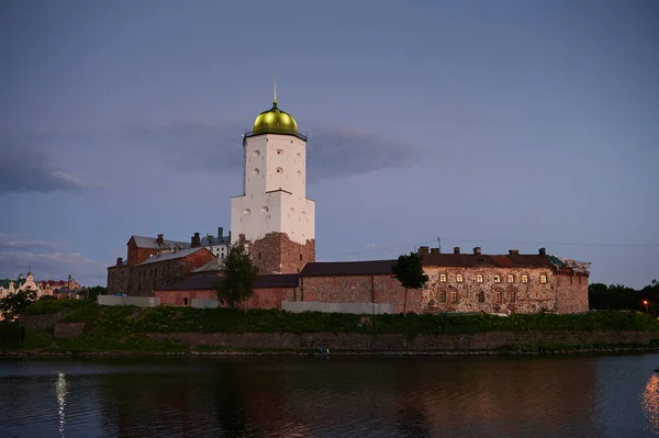On a white night, the Vyborg castle in the Leningrad region of Russia was built in the Middle Ages by a Swede. A monument of military architecture. June 2020