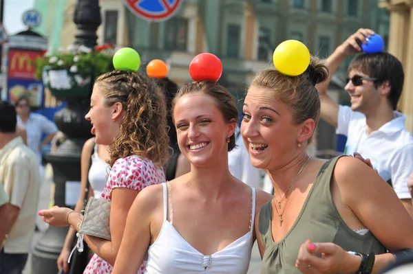 Petersburg Rosja Sierpnia 2010 Latem Centrum Miasta Flashmob Nevsky Prospekt — Zdjęcie stockowe