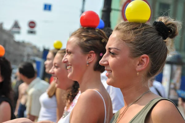 Petersburg Ryssland Augusti 2010 Flashmob Stadens Centrum Sommar Nevsky Prospekt — Stockfoto