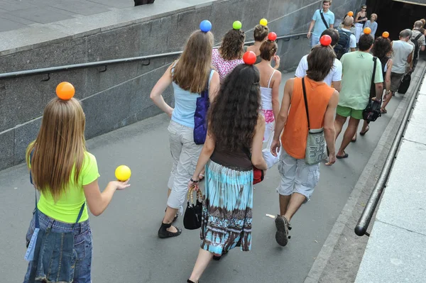 Petersburg Ryssland Augusti 2010 Flashmob Stadens Centrum Sommar Nevsky Prospekt — Stockfoto