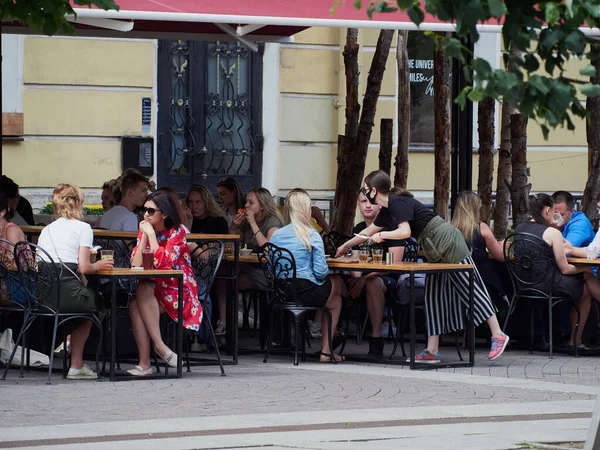 San Petersburgo Rusia Junio 2020 Los Cafés Restaurantes Verano Han — Foto de Stock
