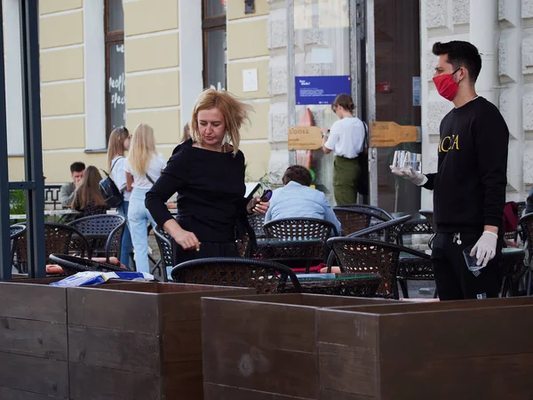 Sankt Petersburg Ryssland Juni 2020 Sommarcaféer Och Restauranger Har Öppnat — Stockfoto