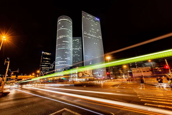Tel Aviv Skyline Nacht Zicht Nacht Stad Tel Aviv Azrieli — Stockfoto