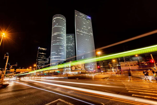 Vista Notturna Sullo Skyline Tel Aviv Città Notte Tel Aviv — Foto Stock