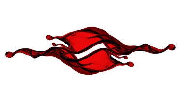 Güzel, zarif bir kırmızı sıvı sıçraması. 3d illüstrasyon, 3d canlandırma