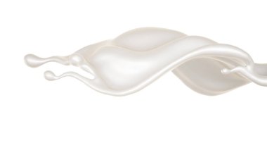 Güzel, zarif bir süt damlası. 3d illüstrasyon, 3d canlandırma