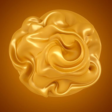 Sarı arka planda karamel lekesi. 3d illüstrasyon, 3d canlandırma