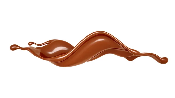 Een mooie, elegante scheut chocolade. 3d illustratie, 3d weergave. — Stockfoto