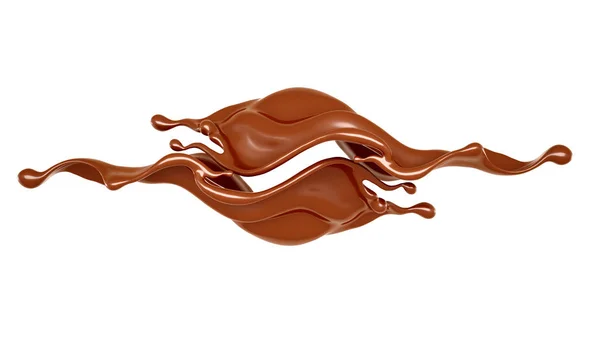 一个美丽的，优雅的巧克力飞溅。 3D说明，3D渲染 — 图库照片