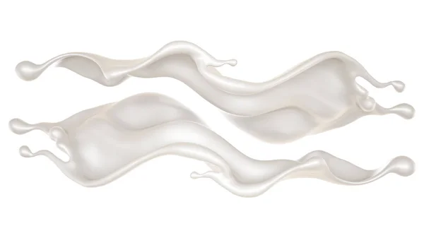 Una bella, elegante spruzzata di latte. Illustrazione 3d, rendering 3d — Foto Stock
