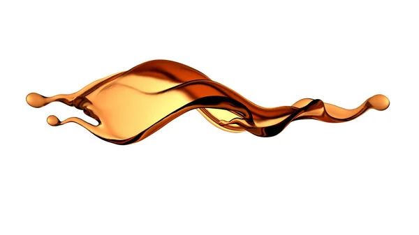 Un hermoso y elegante chorrito de líquido marrón. Ilustración 3d, representación 3d — Foto de Stock