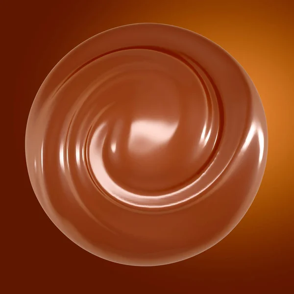 Un chorrito de chocolate sobre un fondo marrón. Ilustración 3d, representación 3d — Foto de Stock