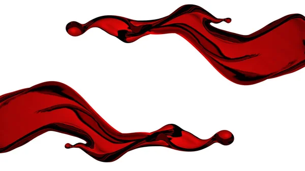 Una bella, elegante spruzzata di liquido rosso. Illustrazione 3d, rendering 3d — Foto Stock
