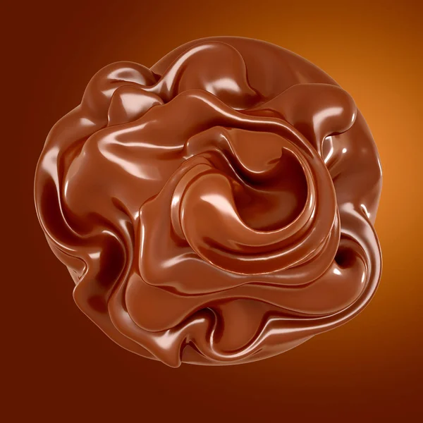 Šplouchnutí čokolády na hnědém pozadí. 3D ilustrace, 3D vykreslování — Stock fotografie