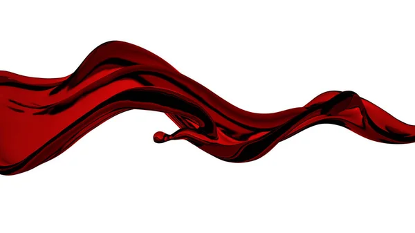 Een mooie, elegante scheut rode vloeistof. 3d illustratie, 3d weergave — Stockfoto