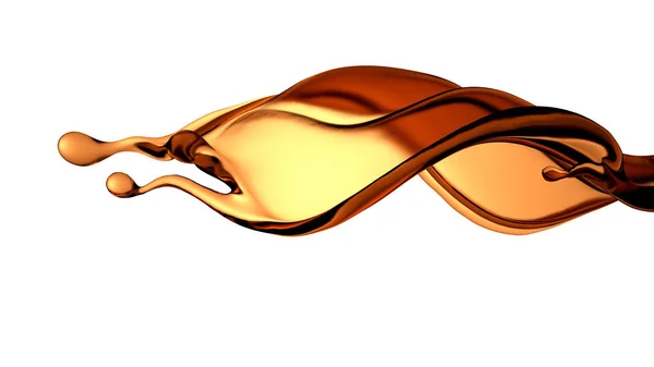 Um lindo e elegante salpico de líquido castanho. Ilustração 3d, renderização 3d — Fotografia de Stock
