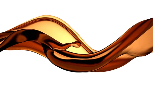 茶色の液体の美しくエレガントなスプラッシュ。3Dイラスト, 3Dレンダリング — ストック写真