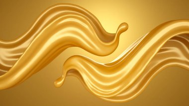 Sarı arkaplan ve biraz karamel. 3d illüstrasyon, 3d canlandırma