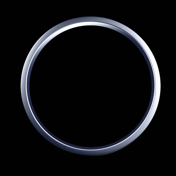 Anello in metallo isolato sfondo nero. Illustrazione 3d, rendering 3d — Foto Stock