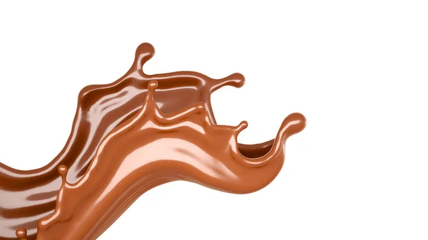 Шоколадный брызг на белом фоне. 3D иллюстрация, 3D рендеринг — стоковое фото