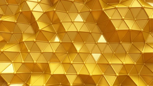 Fundo dourado de luxo com triângulos e cristais. Ilustração 3d, renderização 3d — Fotografia de Stock